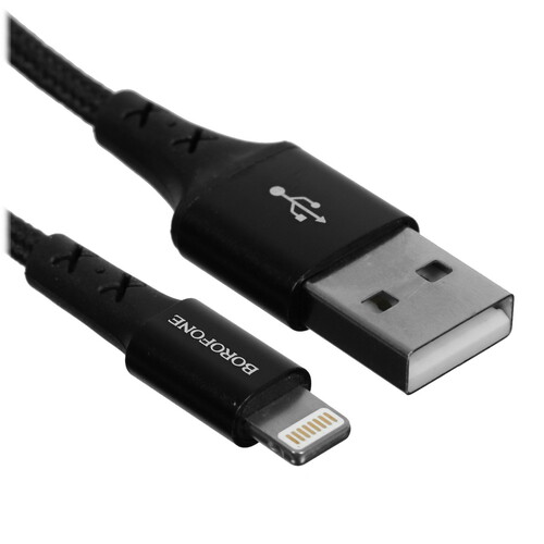 Купить Кабель круглый Borofone Lightning 8-pin - USB 2.0 Type-A черный 1 м  5475058. Характеристики, отзывы и цены в Донецке