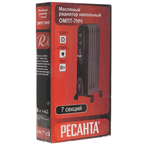 Купить Масляный обогреватель Ресанта ОМПТ-7НЧ черный  8194832. Характеристики, отзывы и цены в Донецке