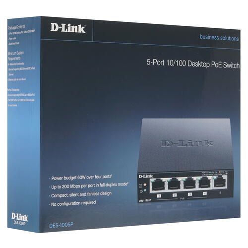 Купить Коммутатор D-Link DES-1005P/B  8137130. Характеристики, отзывы и цены в Донецке