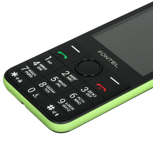 Купить Сотовый телефон Fontel FP320 черный/зеленый  9204092. Характеристики, отзывы и цены в Донецке