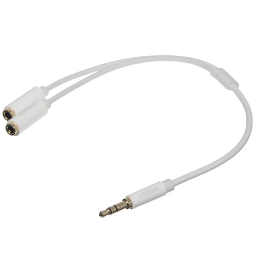 Купить Кабель   Ugreen jack 3.5 мм - jack 3.5 мм х2 шт. белый  5492388. Характеристики, отзывы и цены в Донецке