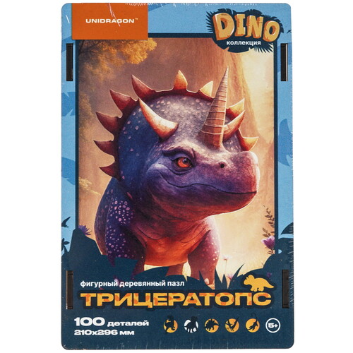 Купить Пазл Unidragon Dino Трицератопс 5+  9124146. Характеристики, отзывы и цены в Донецке
