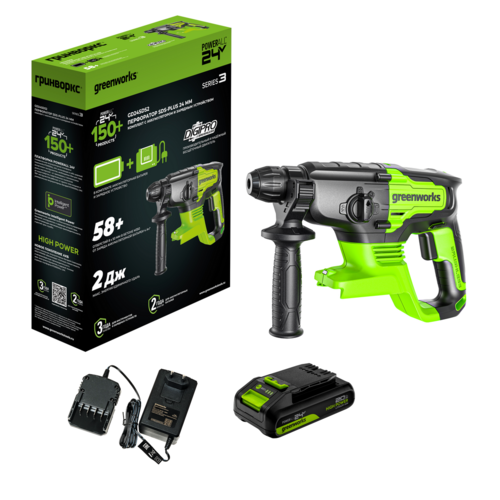 Купить Перфоратор GreenWorks GD24SDS2 24V  9305449. Характеристики, отзывы и цены в Донецке