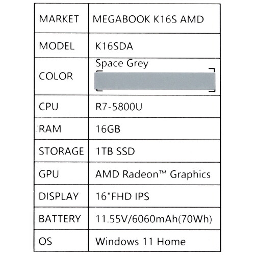 Купить 16" Ноутбук Tecno Megabook K16S серый  5465847. Характеристики, отзывы и цены в Донецке