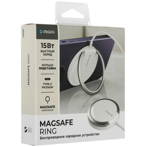 Купить Беспроводное зарядное устройство DEPPA MagSafe Ring белый  5467746. Характеристики, отзывы и цены в Донецке