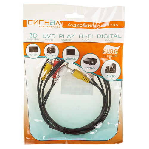 Купить Кабель   Сигнал RCA x3 - RCA x3 черный  5480126. Характеристики, отзывы и цены в Донецке