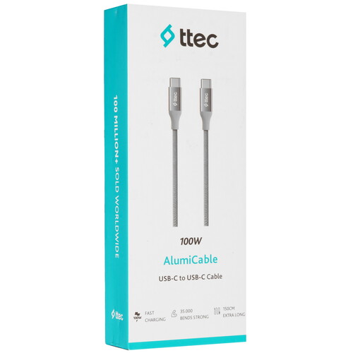 Купить Кабель круглый TTEC USB Type-C - USB Type-C серый 1.5 м  9140781. Характеристики, отзывы и цены в Донецке