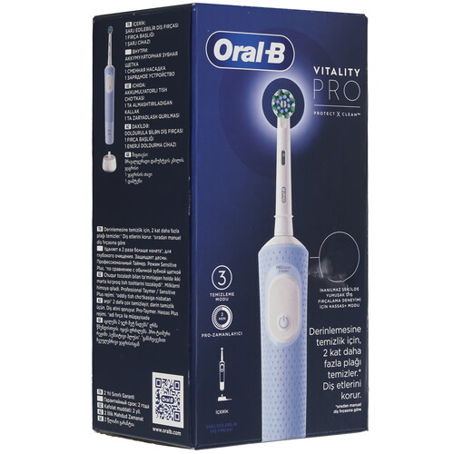 Купить Электрическая зубная щетка Braun Oral-B Vitality Pro D103.413.3 Protect X Clean голубой  5493669. Характеристики, отзывы и цены в Донецке