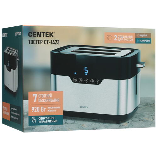Купить Тостер Centek CT-1423 серебристый  9044021. Характеристики, отзывы и цены в Донецке