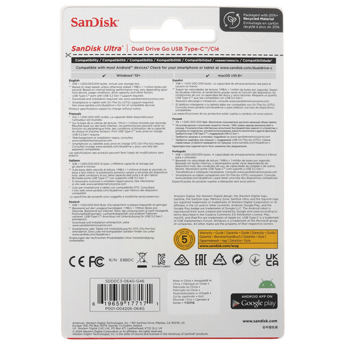 Купить Память OTG USB Flash 64 ГБ SanDisk Ultra Dual Drive Go [SDDDC3-064G-G46]  5462476. Характеристики, отзывы и цены в Донецке