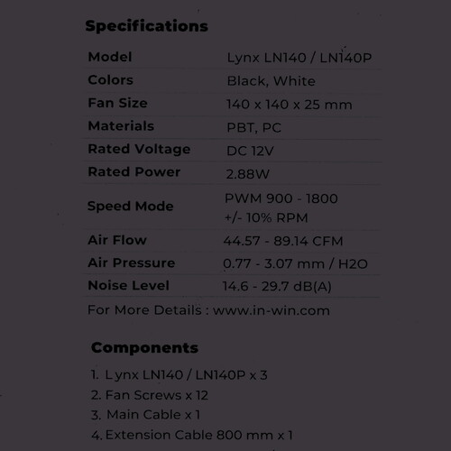 Купить Вентилятор InWin Lynx LN140P  5625025. Характеристики, отзывы и цены в Донецке