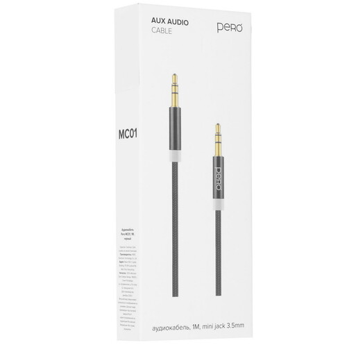 Купить Кабель   Pero jack 3.5 мм - jack 3.5 мм черный  5474202. Характеристики, отзывы и цены в Донецке