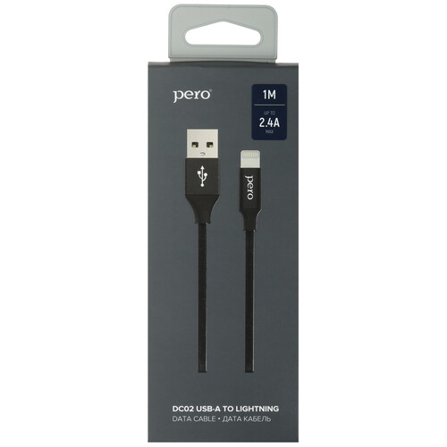 Купить Кабель круглый PERO Lightning 8-pin - USB 2.0 Type-A черный 1 м  5603567. Характеристики, отзывы и цены в Донецке