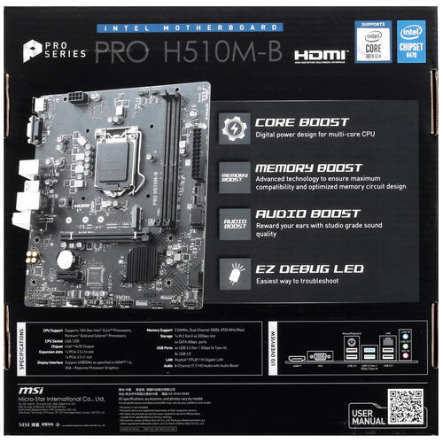 Купить Материнская плата MSI PRO H510M-B  5092455. Характеристики, отзывы и цены в Донецке