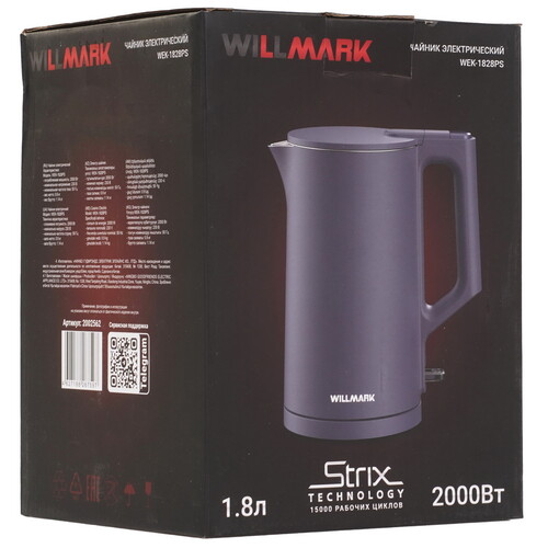 Купить Электрочайник WILLMARK WEK-1828PS черный  9269584. Характеристики, отзывы и цены в Донецке