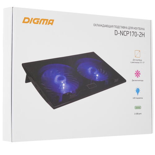 Купить Охлаждающая подставка Digma D-NCP170-2H черный  4852683. Характеристики, отзывы и цены в Донецке