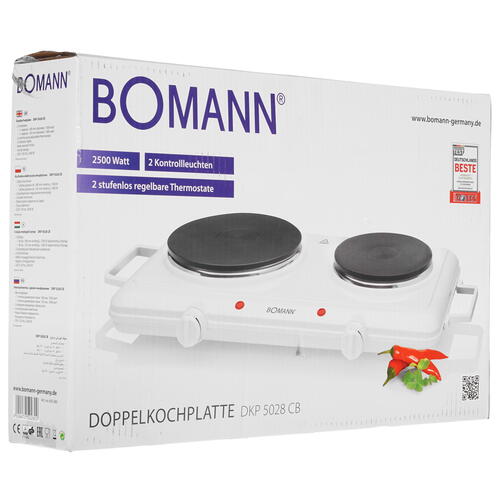 Купить Плита компактная электрическая Bomann DKP 5028 CB белый  5327196. Характеристики, отзывы и цены в Донецке