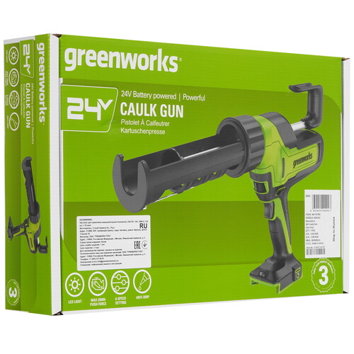 Купить Пистолет для герметика Greenworks G24CAU 24V Без ЗУ, Без АКБ  9305465. Характеристики, отзывы и цены в Донецке