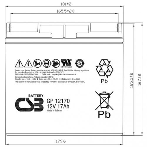 Купить Аккумуляторная батарея для ИБП CSB GP 12170 B3  9085866. Характеристики, отзывы и цены в Донецке