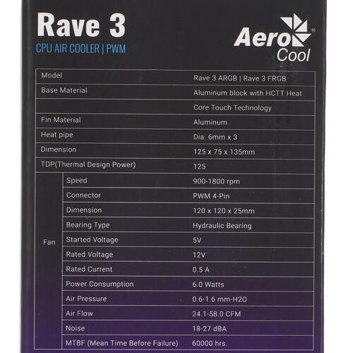 Купить Кулер для процессора AeroCool Rave 3 FRGB  5005767. Характеристики, отзывы и цены в Донецке