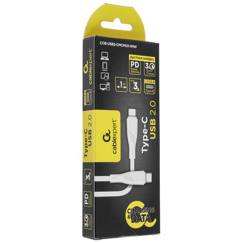 Купить Кабель круглый Cablexpert USB Type-C - USB Type-C белый 1 м  5452414. Характеристики, отзывы и цены в Донецке