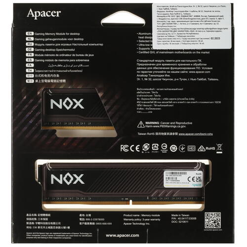 Купить Оперативная память Apacer NOX [AH4U16G36C25YMBAA-2] 16 ГБ  5095701. Характеристики, отзывы и цены в Донецке