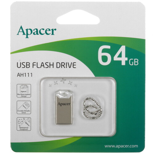 Купить Память USB Flash 64 ГБ Apacer AH111 [AP64GAH111CR-1]  4900840. Характеристики, отзывы и цены в Донецке