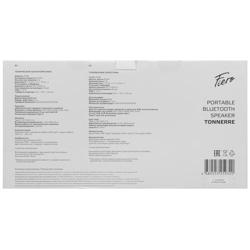 Купить Портативная колонка Fiero Tonnerre P580, черный  5401372. Характеристики, отзывы и цены в Донецке