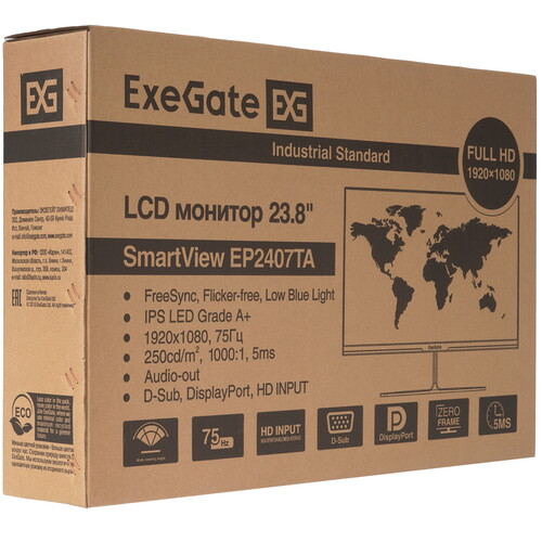 Купить 23.8" Монитор ExeGate SmartView EP2407TA черный  9179622. Характеристики, отзывы и цены в Донецке