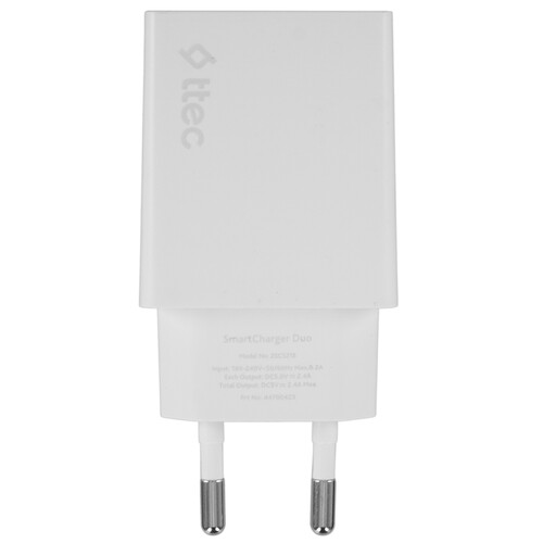 Купить Сетевое зарядное устройство TTEC SmartCharger Duo белый  9202672. Характеристики, отзывы и цены в Донецке