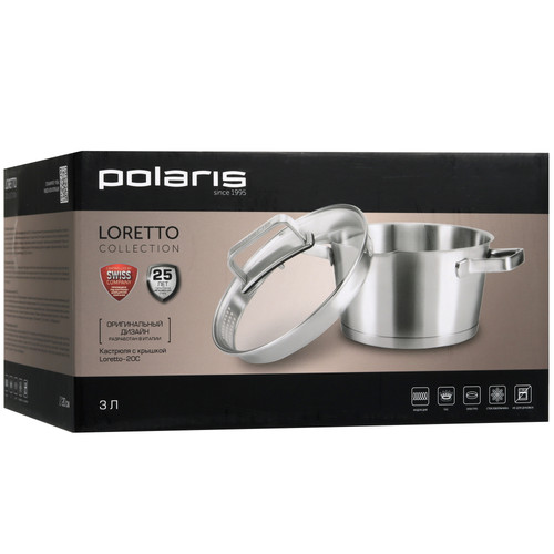 Купить Кастрюля Polaris Loretto-20С 3 л 20 см серебристый  9139973. Характеристики, отзывы и цены в Донецке