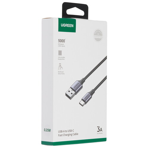 Купить Кабель круглый Ugreen USB Type-C - USB 2.0 Type-A черный 0.25 м  9155071. Характеристики, отзывы и цены в Донецке