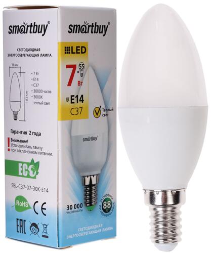 Купить Лампа светодиодная Smartbuy C37-07W/3000/E14  1013590. Характеристики, отзывы и цены в Донецке