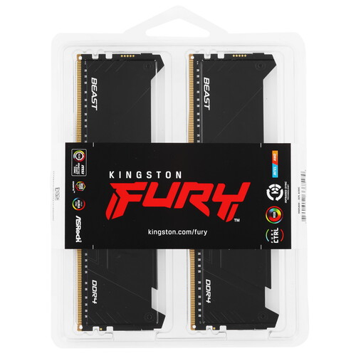 Купить Оперативная память Kingston FURY Beast Black RGB [KF426C16BB2AK2/32] 32 ГБ  5455273. Характеристики, отзывы и цены в Донецке