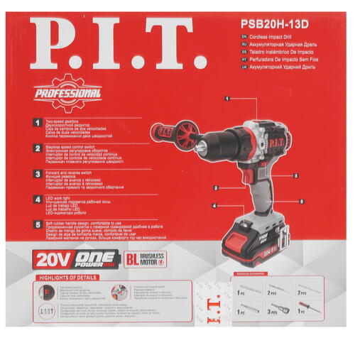 Купить Дрель-шуруповерт P.I.T. PSB20H-13D X-DRIVER SOLO OnePower 20V без ЗУ, без АКБ  9086510. Характеристики, отзывы и цены в Донецке
