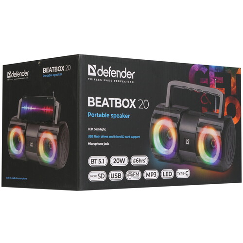 Купить Портативная колонка Defender Beatbox 20, черный  9139548. Характеристики, отзывы и цены в Донецке