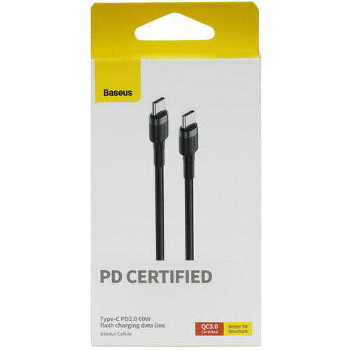 Купить Кабель круглый Baseus USB Type-C - USB Type-C черный 1 м  9167115. Характеристики, отзывы и цены в Донецке
