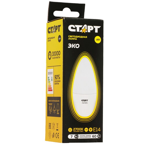 Купить Лампа светодиодная Старт LEDCandleE14 7W 30 WS  9180415. Характеристики, отзывы и цены в Донецке