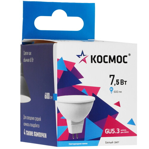 Купить Лампа светодиодная Космос LkecLED 7.5wJCDRC45  5474069. Характеристики, отзывы и цены в Донецке