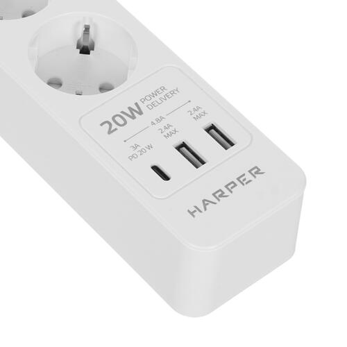 Купить Сетевой фильтр Harper UCH-430 белый  5362776. Характеристики, отзывы и цены в Донецке