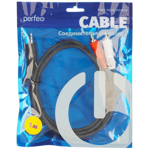 Купить Кабель   Perfeo jack 3.5 мм - 2RCA черный  5620259. Характеристики, отзывы и цены в Донецке