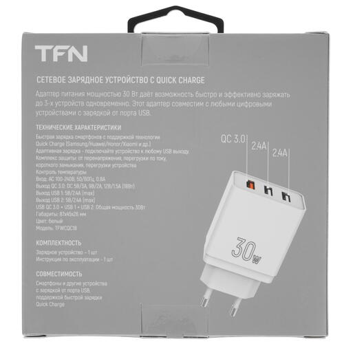 Купить Сетевое зарядное устройство TFN 30W белый  5081442. Характеристики, отзывы и цены в Донецке