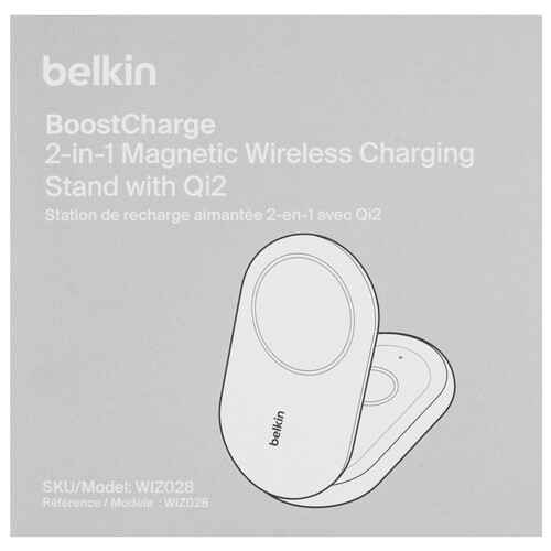 Купить Беспроводное зарядное устройство Belkin 2-in-1 Magnetic Foldable Wireless Charger with Qi2 черный  5637437. Характеристики, отзывы и цены в Донецке