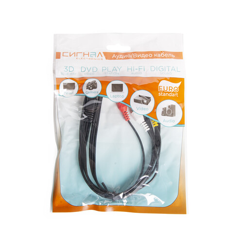 Купить Кабель соединительный   Сигнал 3.5 mm jack - RCA x3 черный  5480123. Характеристики, отзывы и цены в Донецке