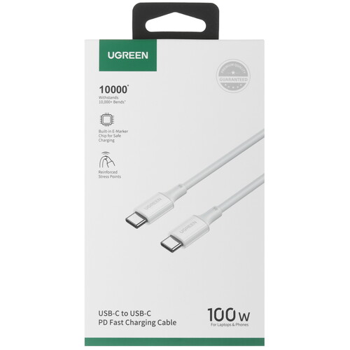 Купить Кабель круглый Ugreen USB Type-C - USB Type-C белый 1 м  9983456. Характеристики, отзывы и цены в Донецке