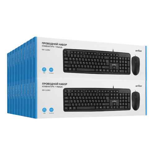 Купить Клавиатура+мышь  проводная  Aceline KM-1208U черный  5621612. Характеристики, отзывы и цены в Донецке
