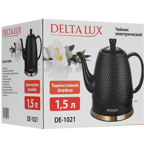 Купить Электрочайник DELTA LUX DE-1021 черный  9297586. Характеристики, отзывы и цены в Донецке