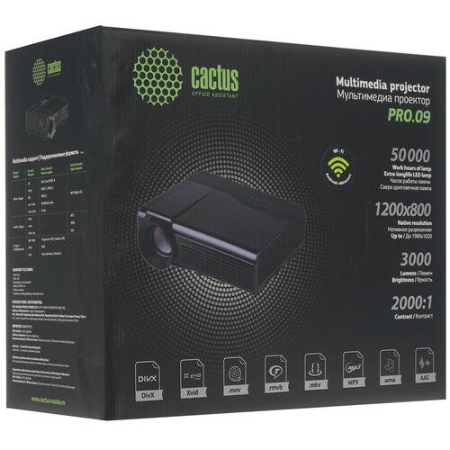 Купить Проектор Cactus CS-PRO.09B.WXGA-W черный  4735587. Характеристики, отзывы и цены в Донецке