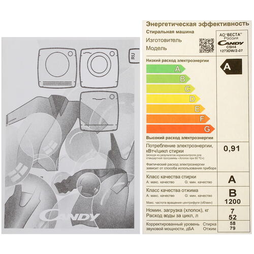 Купить Стиральная машина Candy CSH41273DW/2-07 белый  9074330. Характеристики, отзывы и цены в Донецке