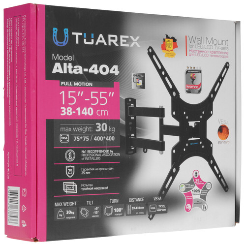 Купить Кронштейн для ТВ Tuarex ALTA-404 черный  9204125. Характеристики, отзывы и цены в Донецке